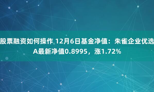 股票融资如何操作 12月6日基金净值：朱雀企业优选A最新净值0.8995，涨1.72%