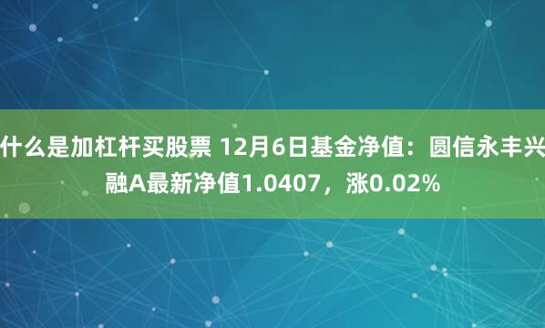 什么是加杠杆买股票 12月6日基金净值：圆信永丰兴融A最新净值1.0407，涨0.02%