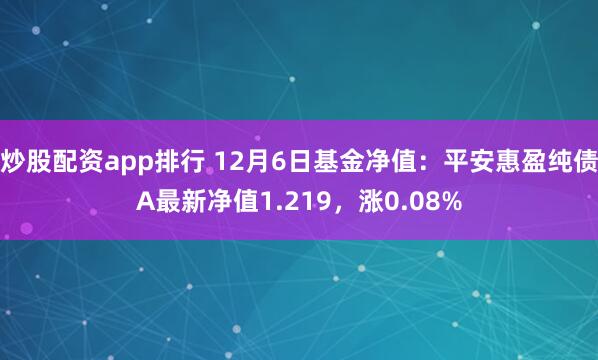 炒股配资app排行 12月6日基金净值：平安惠盈纯债A最新净值1.219，涨0.08%