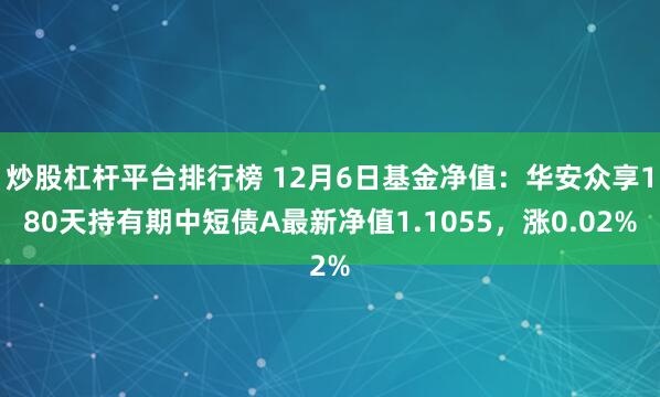 炒股杠杆平台排行榜 12月6日基金净值：华安众享180天持有期中短债A最新净值1.1055，涨0.02%