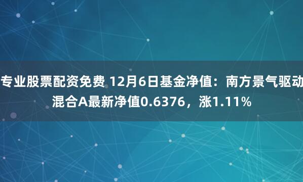 专业股票配资免费 12月6日基金净值：南方景气驱动混合A最新净值0.6376，涨1.11%