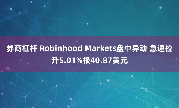 券商杠杆 Robinhood Markets盘中异动 急速拉升5.01%报40.87美元