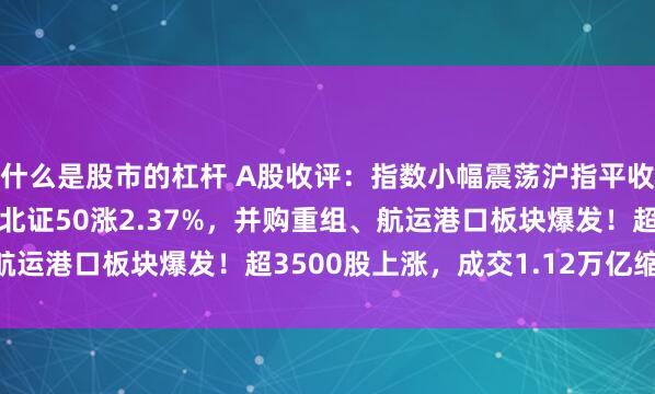 什么是股市的杠杆 A股收评:指数小幅震荡沪指平收,创业板指跌0.33%北证50涨2.37%,并购重组、航运港口板块爆发!超3500股上涨,成交1.12万亿缩量52亿