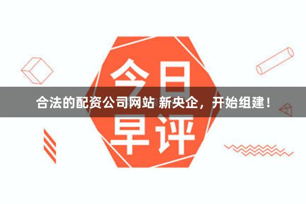 合法的配资公司网站 新央企，开始组建！